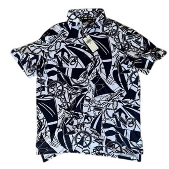 RLX‎ Ralph Lauren Men's Size M Blue Performance Nautical All Over Print $115 NWT
